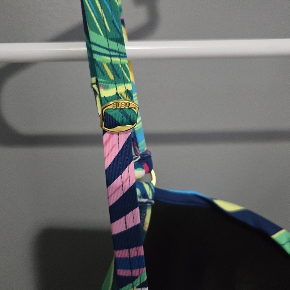 Women's Bleu Rod Beattie Bikini Top Size6 Blue Green Floral - Picture 5 of 9